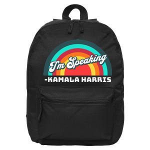 Excuse Me IM Speaking Kamala Harris Tim Walz Waltz 2024 16 in Basic Backpack