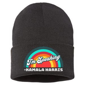 Excuse Me IM Speaking Kamala Harris Tim Walz Waltz 2024 Sustainable Knit Beanie