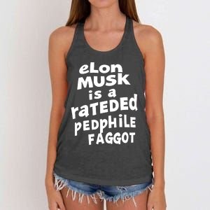 Elon Musk Is A Rateded Pedphile Faggot Women's Knotted Racerback Tank