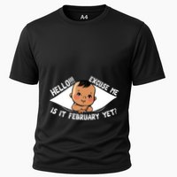 Excuse Me Is It February Yet Pregnancy Pregnant Mom To Be Cooling Performance Crew T-Shirt