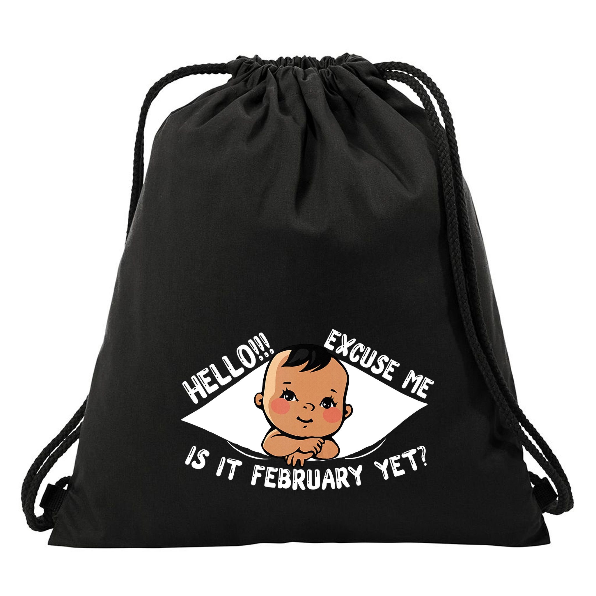 Excuse Me Is It February Yet Pregnancy Pregnant Mom To Be Drawstring Bag