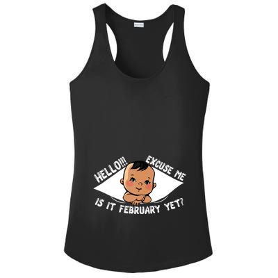 Excuse Me Is It February Yet Pregnancy Pregnant Mom To Be Ladies PosiCharge Competitor Racerback Tank