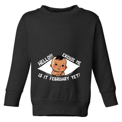 Excuse Me Is It February Yet Pregnancy Pregnant Mom To Be Toddler Sweatshirt