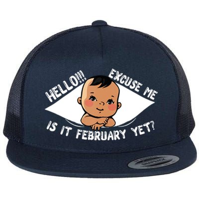 Excuse Me Is It February Yet Pregnancy Pregnant Mom To Be Flat Bill Trucker Hat