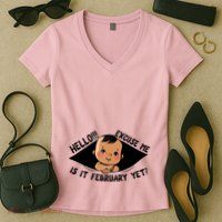 Excuse Me Is It February Yet Pregnancy Pregnant Mom To Be Women's V-Neck T-Shirt