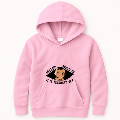 Excuse Me Is It February Yet Pregnancy Pregnant Mom To Be Kids Hoodie