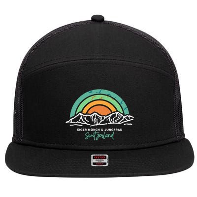 Eiger MöNch Jungfrau Eiger Monk Virgin Mountain Switzerland 7 Panel Mesh Trucker Snapback Hat