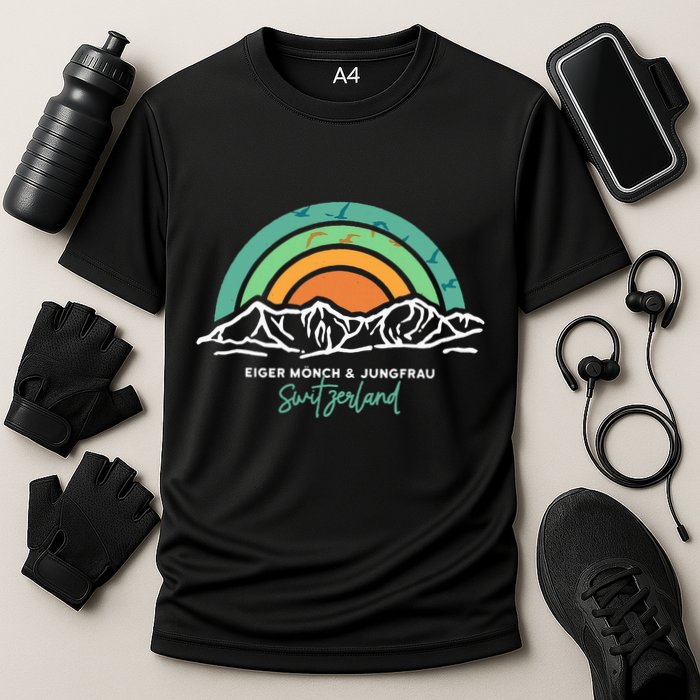 Eiger MöNch Jungfrau Eiger Monk Virgin Mountain Switzerland Cooling Performance Crew T-Shirt