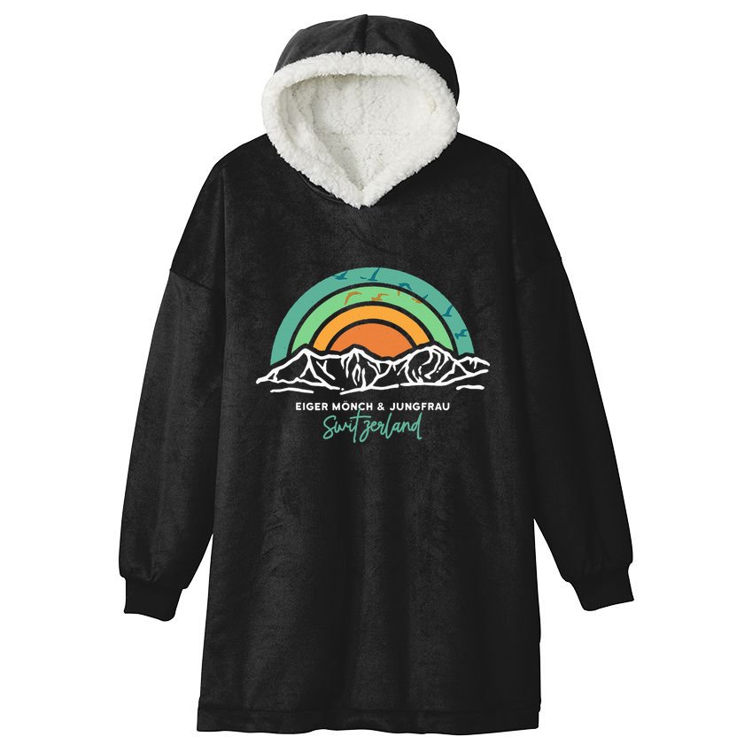Eiger MöNch Jungfrau Eiger Monk Virgin Mountain Switzerland Hooded Wearable Blanket