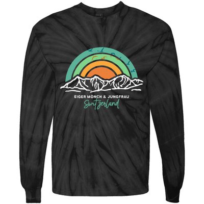 Eiger MöNch Jungfrau Eiger Monk Virgin Mountain Switzerland Tie-Dye Long Sleeve Shirt