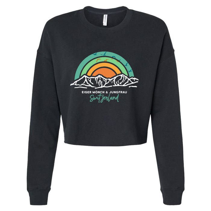 Eiger MöNch Jungfrau Eiger Monk Virgin Mountain Switzerland Cropped Pullover Crew