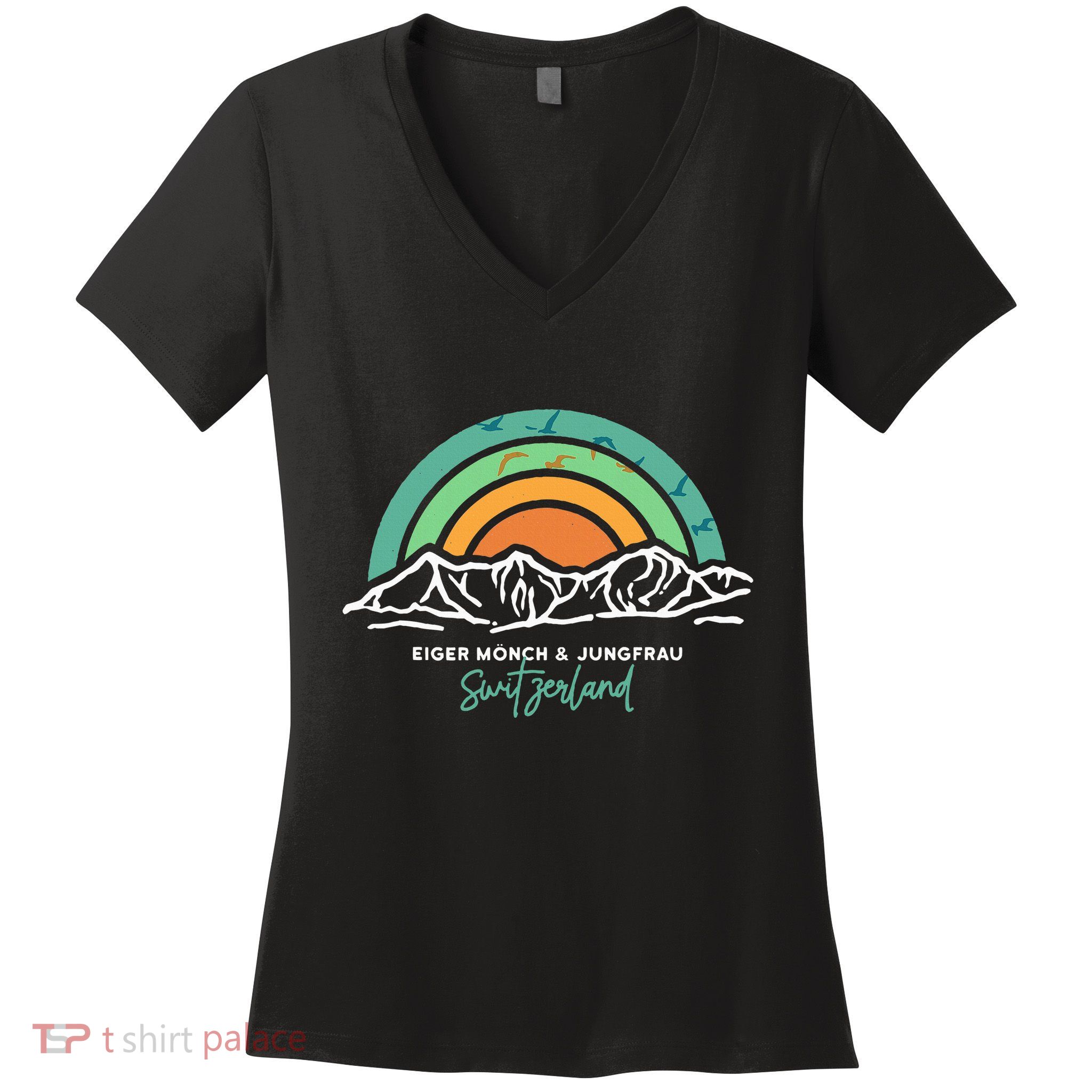 Eiger MöNch Jungfrau Eiger Monk Virgin Mountain Switzerland Women's V-Neck T-Shirt