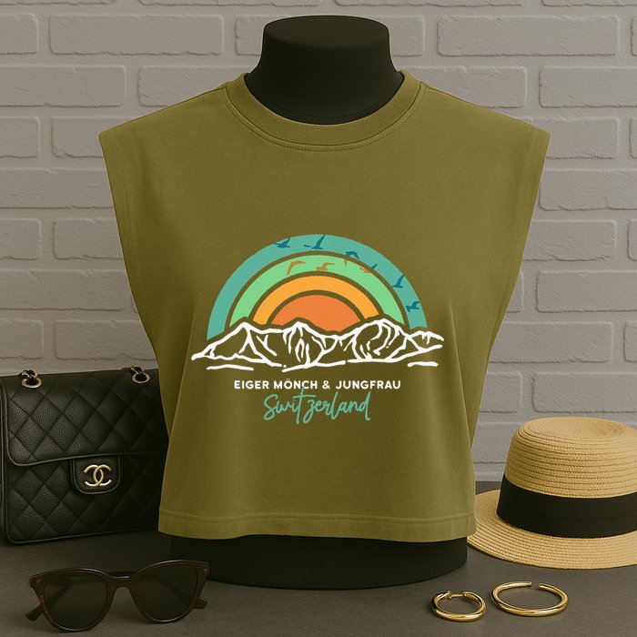 Eiger MöNch Jungfrau Eiger Monk Virgin Mountain Switzerland Garment-Dyed Women's Muscle Tee