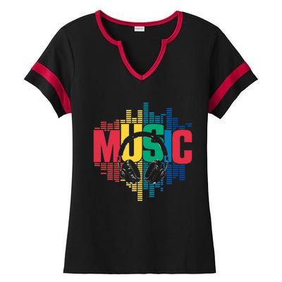 Electronic Music Lover Dj Retro Headphones Ladies Halftime Notch Neck Tee