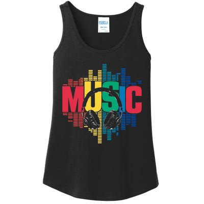 Electronic Music Lover Dj Retro Headphones Ladies Essential Tank