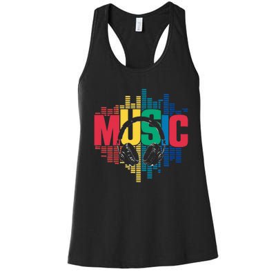 Electronic Music Lover Dj Retro Headphones Women's Racerback Tank