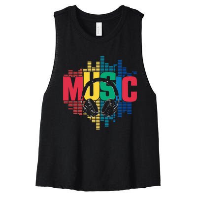 Electronic Music Lover Dj Retro Headphones Women's Racerback Cropped Tank