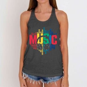 Electronic Music Lover Dj Retro Headphones Women's Knotted Racerback Tank