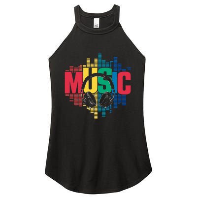 Electronic Music Lover Dj Retro Headphones Women’s Perfect Tri Rocker Tank