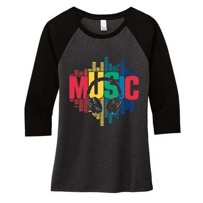 Electronic Music Lover Dj Retro Headphones Women's Tri-Blend 3/4-Sleeve Raglan Shirt