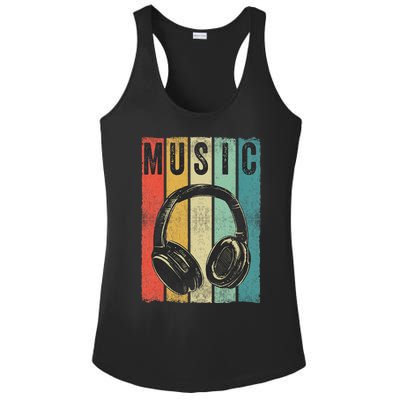 Electronic Music Lover DJ Gift Vintage Retro Headphones Ladies PosiCharge Competitor Racerback Tank