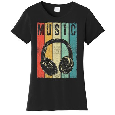 Electronic Music Lover DJ Gift Vintage Retro Headphones Women's T-Shirt