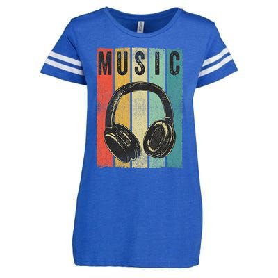 Electronic Music Lover DJ Gift Vintage Retro Headphones Enza Ladies Jersey Football T-Shirt