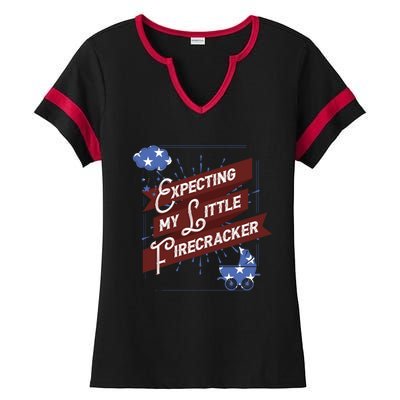 Expecting My Little Firecracker Gift Ladies Halftime Notch Neck Tee