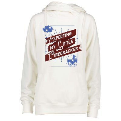 Expecting My Little Firecracker Gift Womens Funnel Neck Pullover Hood