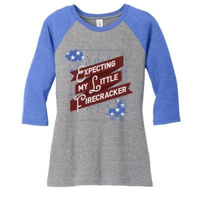 Expecting My Little Firecracker Gift Women's Tri-Blend 3/4-Sleeve Raglan Shirt