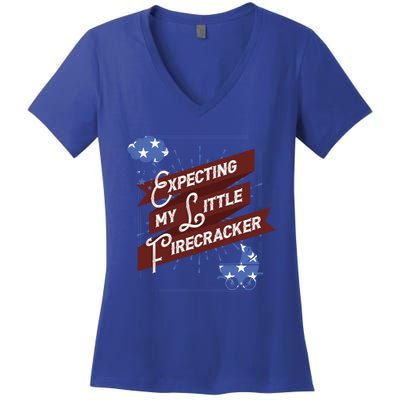 Expecting My Little Firecracker Gift Women's V-Neck T-Shirt