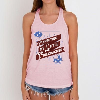 Expecting My Little Firecracker Gift Women's Knotted Racerback Tank