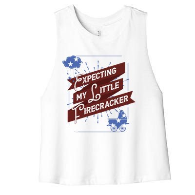 Expecting My Little Firecracker Gift Women's Racerback Cropped Tank