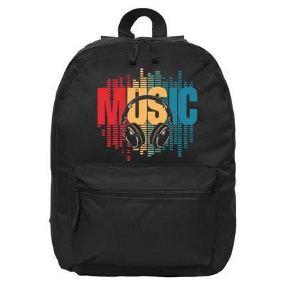 Electronic Music Lover Dj Retro Headphones 16 in Basic Backpack