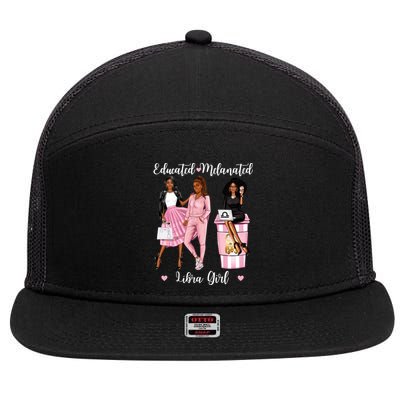 Educated Melanated Libra Black September October Gift 7 Panel Mesh Trucker Snapback Hat