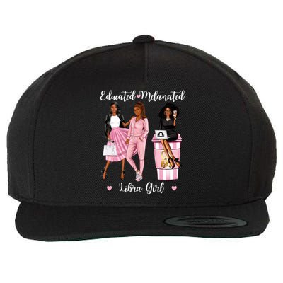 Educated Melanated Libra Black September October Gift Wool Snapback Cap