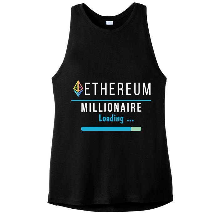 Ethereum Millionaire Loading, Blockchain, ETH Crypto, HODL ETH Ladies PosiCharge Tri-Blend Wicking Tank