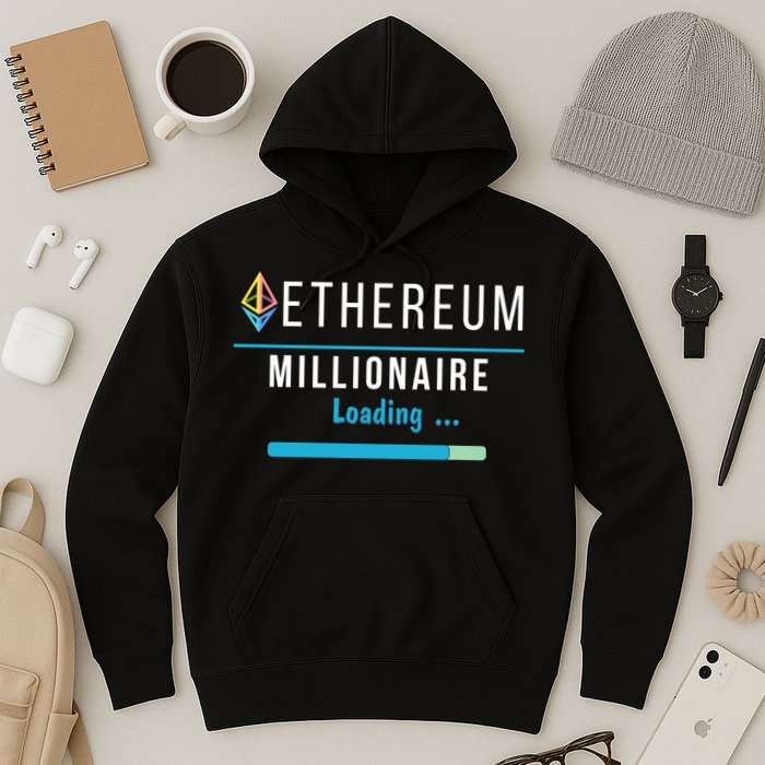 Ethereum Millionaire Loading, Blockchain, ETH Crypto, HODL ETH Hoodie