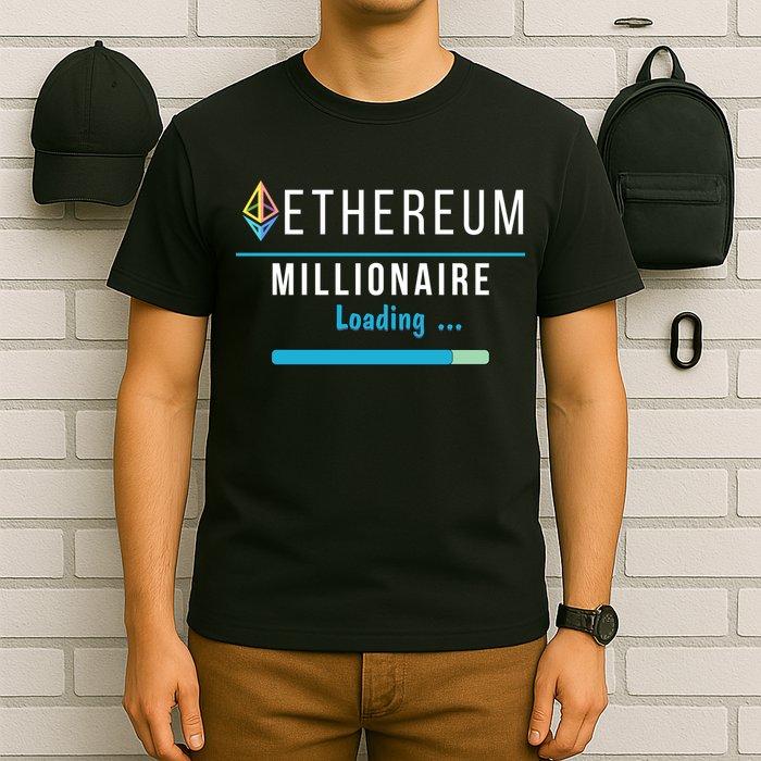 Ethereum Millionaire Loading, Blockchain, ETH Crypto, HODL ETH T-Shirt