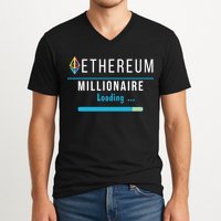 Ethereum Millionaire Loading, Blockchain, ETH Crypto, HODL ETH V-Neck T-Shirt