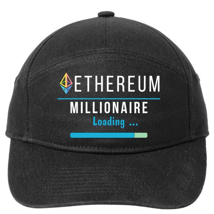 Ethereum Millionaire Loading, Blockchain, ETH Crypto, HODL ETH 7-Panel Snapback Hat