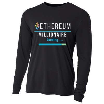 Ethereum Millionaire Loading, Blockchain, ETH Crypto, HODL ETH Cooling Performance Long Sleeve Crew