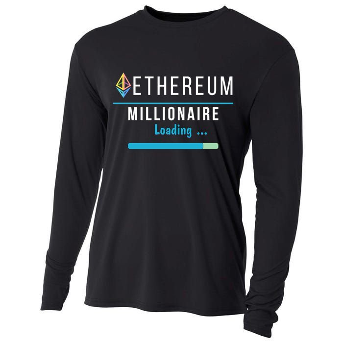 Ethereum Millionaire Loading, Blockchain, ETH Crypto, HODL ETH Cooling Performance Long Sleeve Crew