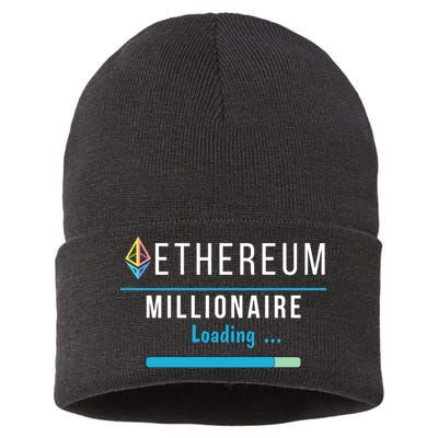 Ethereum Millionaire Loading, Blockchain, ETH Crypto, HODL ETH Sustainable Knit Beanie