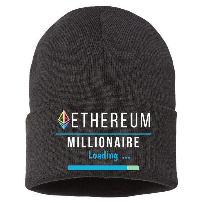 Ethereum Millionaire Loading, Blockchain, ETH Crypto, HODL ETH Sustainable Knit Beanie