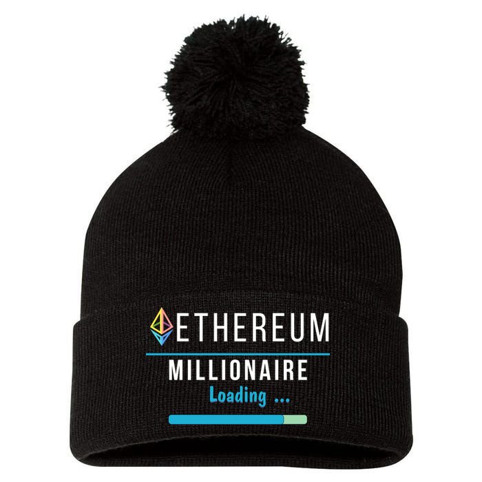 Ethereum Millionaire Loading, Blockchain, ETH Crypto, HODL ETH Pom Pom 12in Knit Beanie