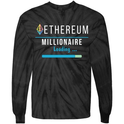 Ethereum Millionaire Loading, Blockchain, ETH Crypto, HODL ETH Tie-Dye Long Sleeve Shirt