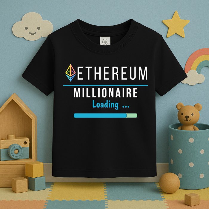 Ethereum Millionaire Loading, Blockchain, ETH Crypto, HODL ETH Toddler T-Shirt