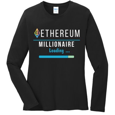 Ethereum Millionaire Loading, Blockchain, ETH Crypto, HODL ETH Ladies Long Sleeve Shirt