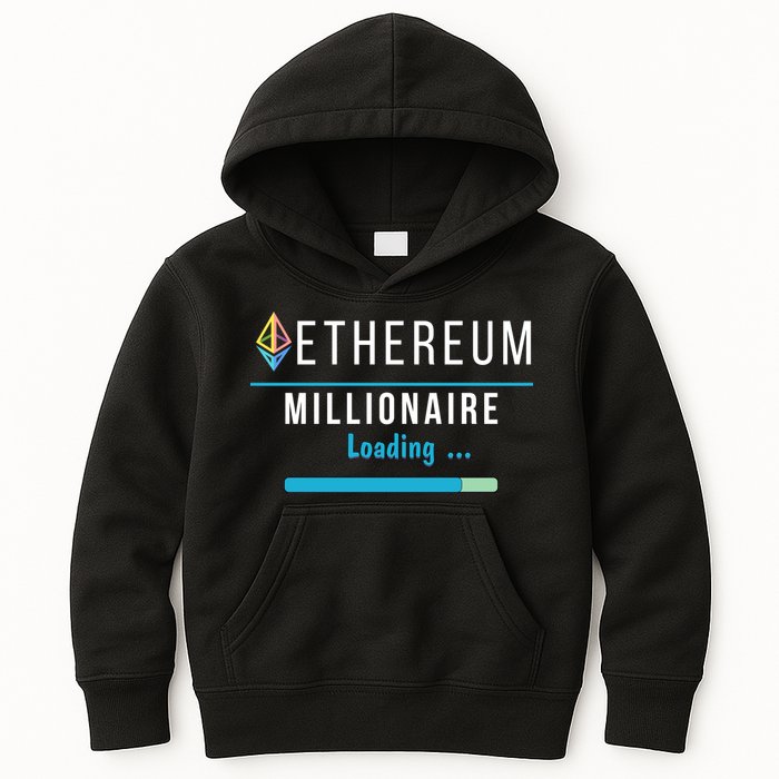 Ethereum Millionaire Loading, Blockchain, ETH Crypto, HODL ETH Kids Hoodie